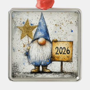 2026, Happy New Year Metal Tree Decoration