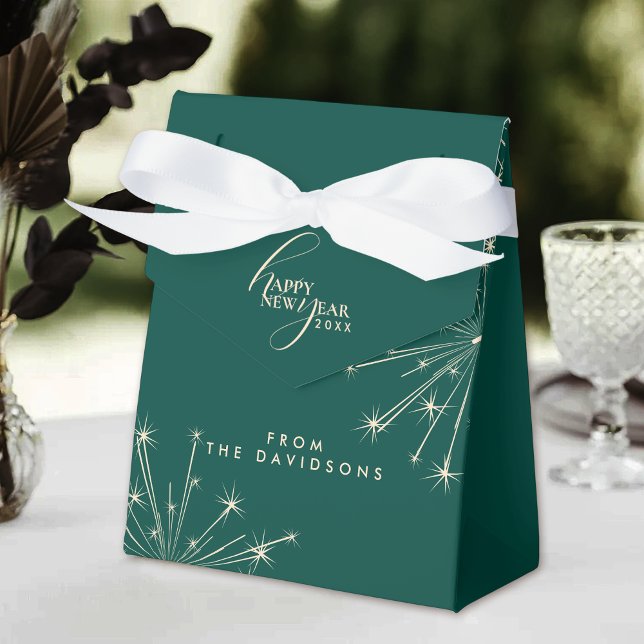2026 Happy New Year Modern Classic Teal Typography Favour Box (Creator Uploaded)