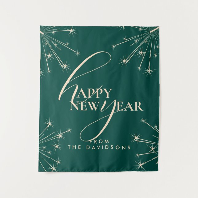 2026 Happy New Year Modern Festive Typography Tapestry (Front)