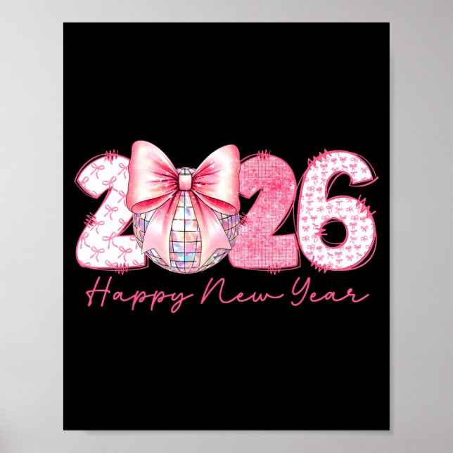 2026 Happy New Year Nk Coquette Preppy Disco Girly Poster (Front)