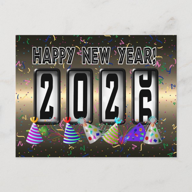2026 Happy New Year Odometer Postcard (Front)