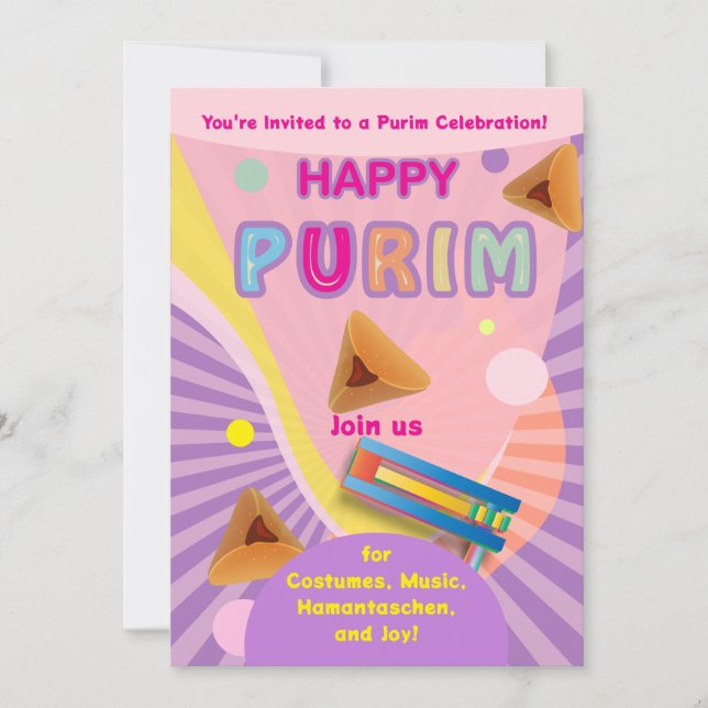 2026 Happy Purim Festival for All Ages Invitation (Front)