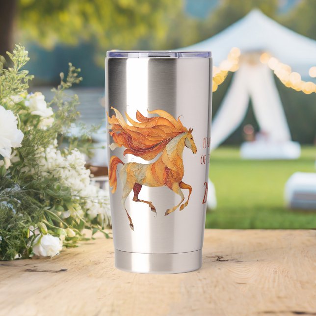 2026 Happy Year of the Horse Design Insulated Tumbler (Wedding (Rotated))