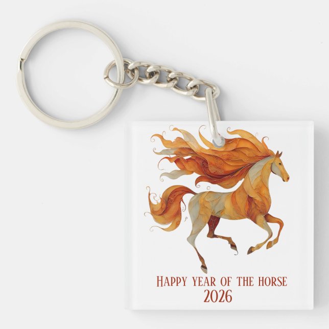 2026 Happy Year of the Horse Design Key Ring (Front)