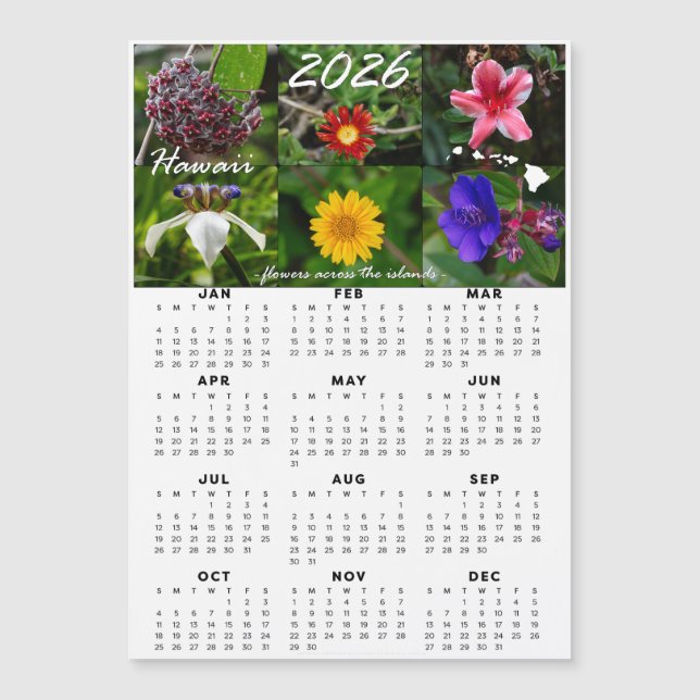 2026 Hawaiian Flower Calendar (Magnetic) (Front)