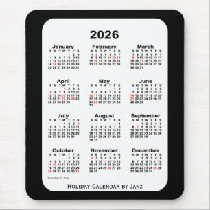 2026 Holiday Two Tone Black Calendar by Janz Mouse Mat