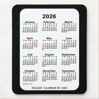 2026 Holiday Two Tone Black Calendar by Janz Mouse Mat