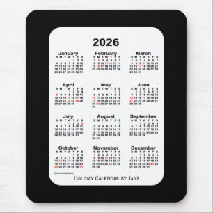 2026 Holiday Two Tone Black Calendar by Janz Mouse Mat