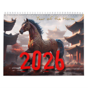 2026 Horse Year Chinese Zodiac Animals by IA Cal Calendar
