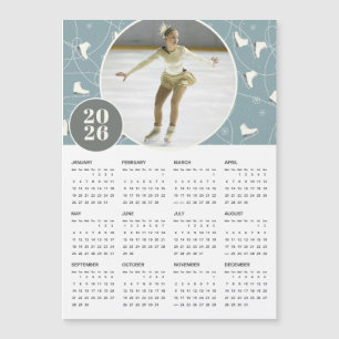 2026 Ice Skates Custom Photo Magnetic Calendar