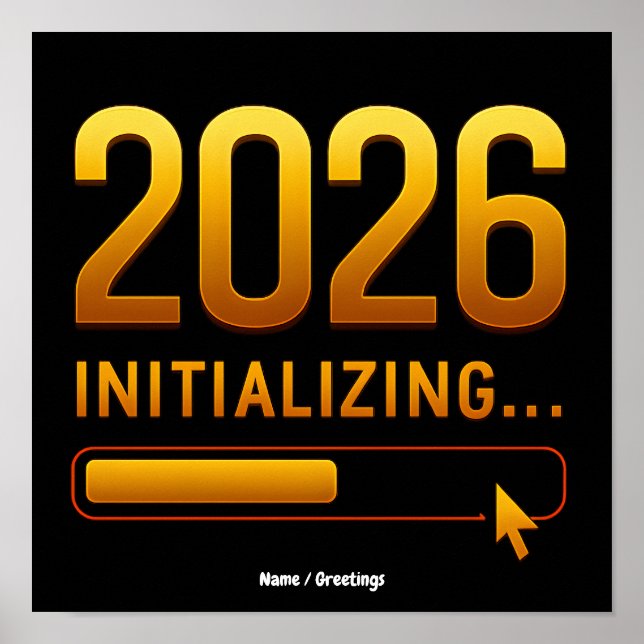 2026 Initialising Futuristic Gold Red Progress  Poster (Front)