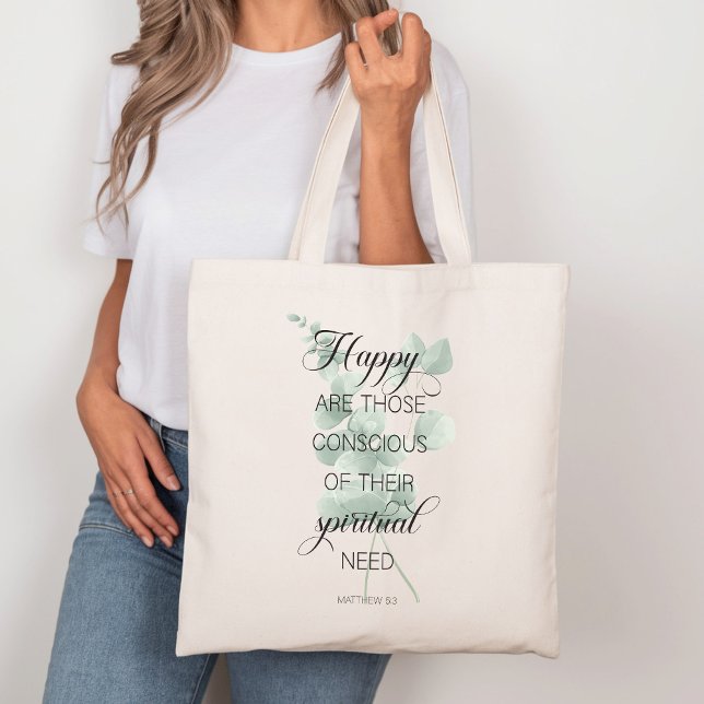 2026 JW Year Text Matthew 5:3 with Eucalyptus Tote Bag (Creator Uploaded)