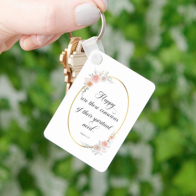2026 JW Year Text Matthew 5:3 with Roses Key Ring (Creator Uploaded)