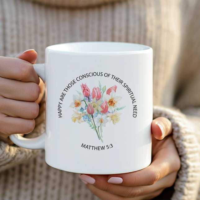 2026 JW Year Text Matthew 5v3 Spring Flowers Coffee Mug (Creator Uploaded)