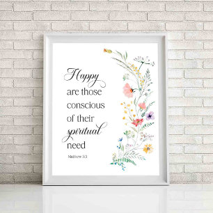 2026 JW Year Text with Spring Flowers Matthew 5:3 Poster