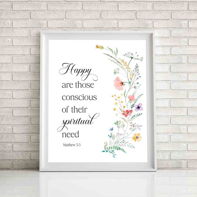 2026 JW Year Text with Spring Flowers Matthew 5:3 Poster (Creator Uploaded)