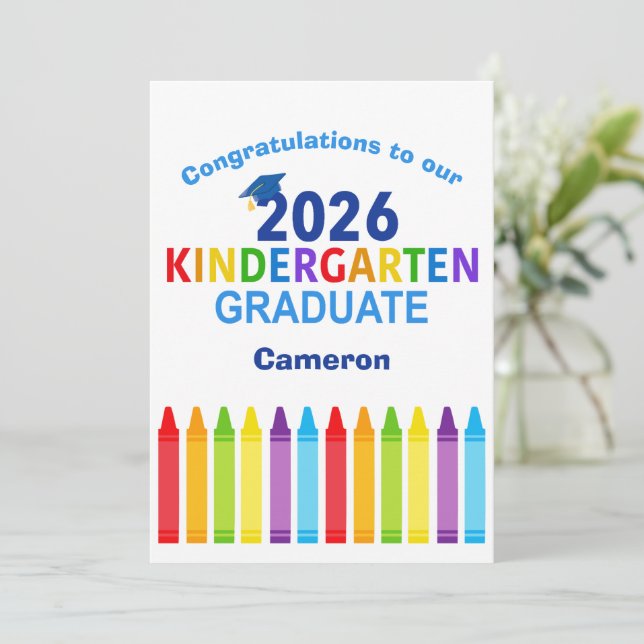 2026 Kindergarten Graduate Custom Cute Graduation Card (Standing Front)