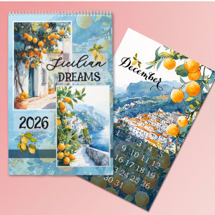 2026 lemon watercolor Travel sicilian Calendar