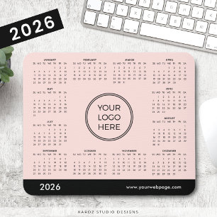 2026 Light Pink Business Logo Calendar Mouse Mat