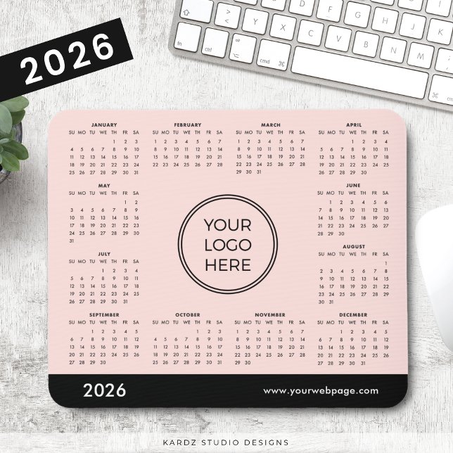 2026 Light Pink Business Logo Calendar Mouse Mat (Creator Uploaded)
