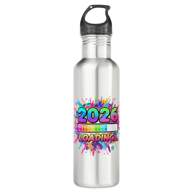 2026 Loading... Progress Bar Sticker 710 Ml Water Bottle (Front)