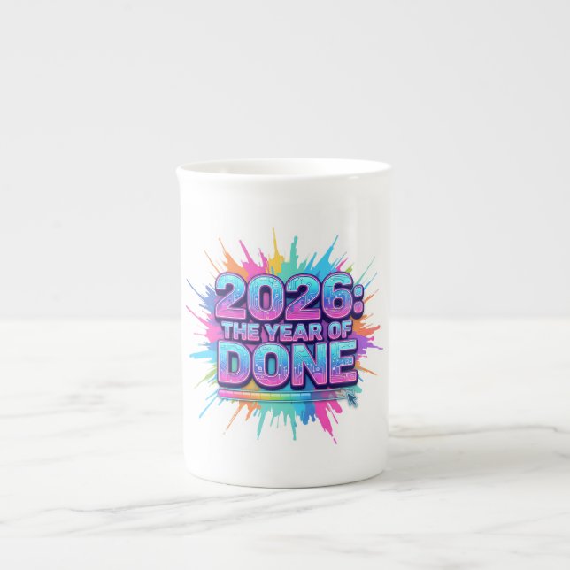 2026 Loading... Progress Bar Sticker Bone China Mug (Front)