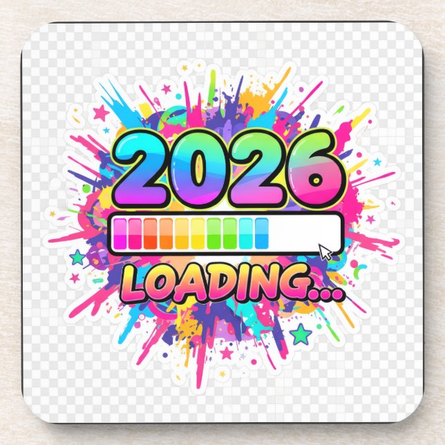 2026 Loading... Progress Bar Sticker Coaster (Front)