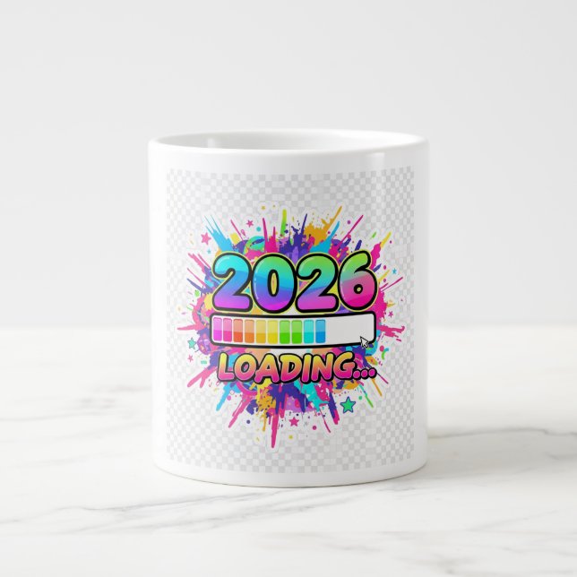 2026 Loading... Progress Bar Sticker Large Coffee Mug (Front)