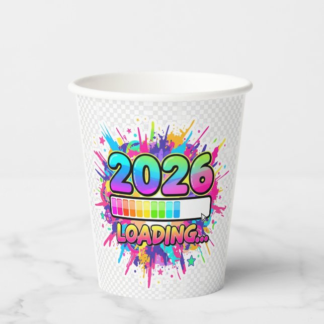 2026 Loading... Progress Bar Sticker Paper Cups (Front)