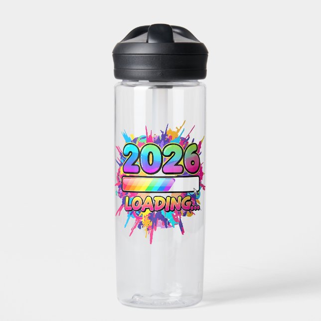 2026 Loading... Progress Bar Sticker Water Bottle (Front)