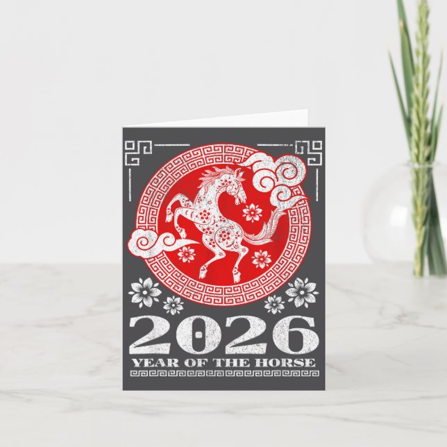 2026 Lunar Chinese New Year Fire Horse  Card (Front)