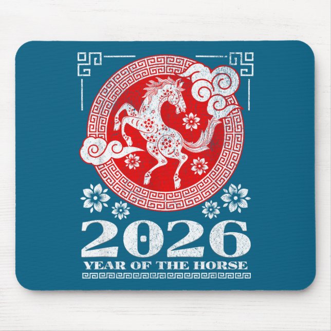 2026 Lunar Chinese New Year Fire Horse  Mouse Mat (Front)