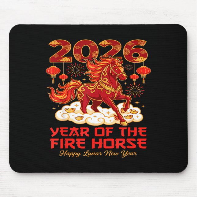 2026 Lunar Chinese New Year Of The Fire Horse Zodi Mouse Mat (Front)