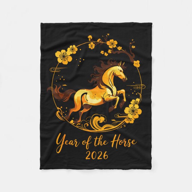 2026 Lunar New Year Horse Men Women Girls Boys Kid Fleece Blanket (Front)
