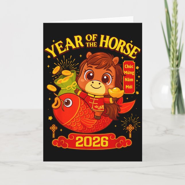 2026 Lunar New Year Horse Vietnamese Men Women Gir Card (Front)
