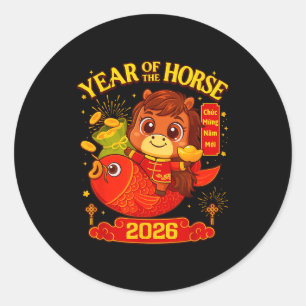 2026 Lunar New Year Horse Vietnamese Men Women Gir Classic Round Sticker