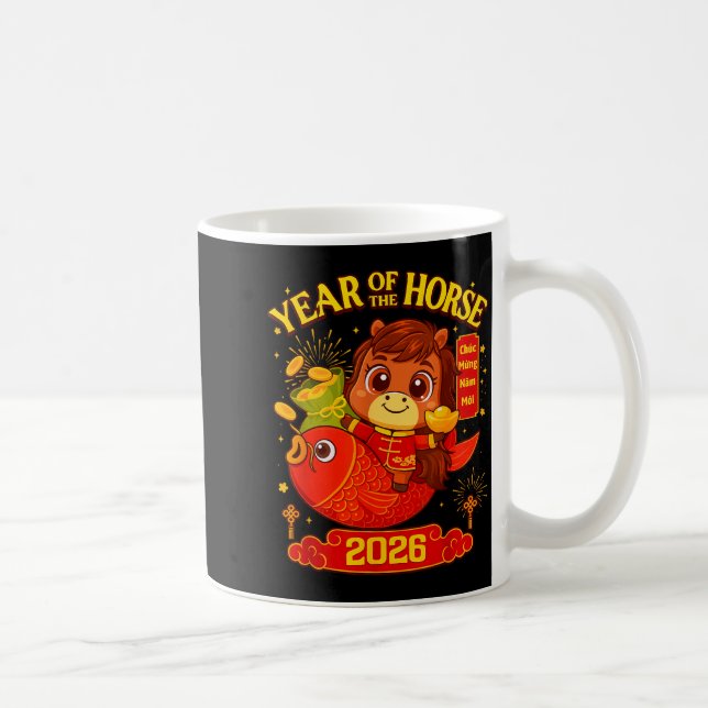 2026 Lunar New Year Horse Vietnamese Men Women Gir Coffee Mug (Right)