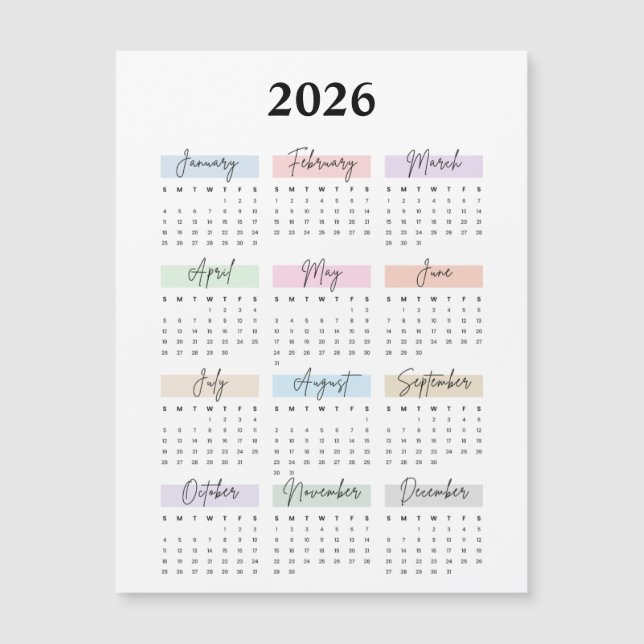 2026 magnet calendar  (Front)
