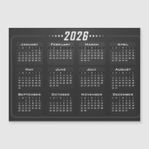 2026 Magnet Calendar Black and White 