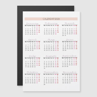 2026 Magnetic Calendar Card