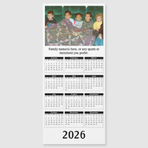 2026 Magnetic Calendar with Your Photo and names