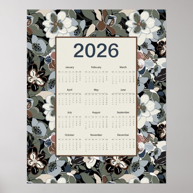 2026 Magnolia Floral Calendar Poster (Front)