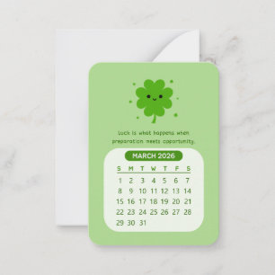 2026 March Monthly Kawaii Motivational Calendar Card