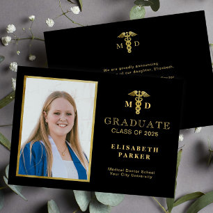2026 Medical school MD gold  photo graduation Announcement