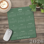 2026 Minimalist Modern Sage Green Desk Calendar Mouse Mat<br><div class="desc">🌟This is for 2026🌟 2026 Modern Simple Personalised Rustic CottageCore Sage Green. Calendar Mouse Pad featuring a simple, minimalist year-at-a-glance calendar. Stay on top of your year with this vertical 2026 calendar in pretty green. Add your name or title for a polished, personal desk upgrade—great for offices and gifts. Please...</div>