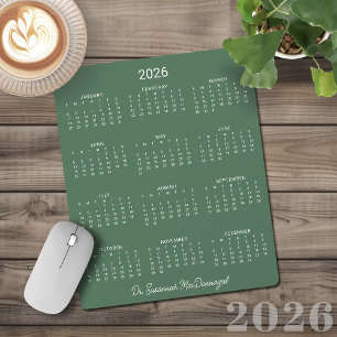 2026 Minimalist Modern Sage Green Desk Calendar Mouse Mat