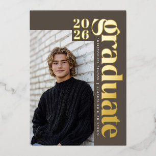2026 Modern Brown Graduate Photo Graduation Gold