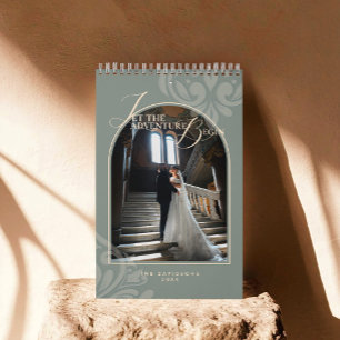 2026 Modern Classic Sage Damask Chic Couple Calendar