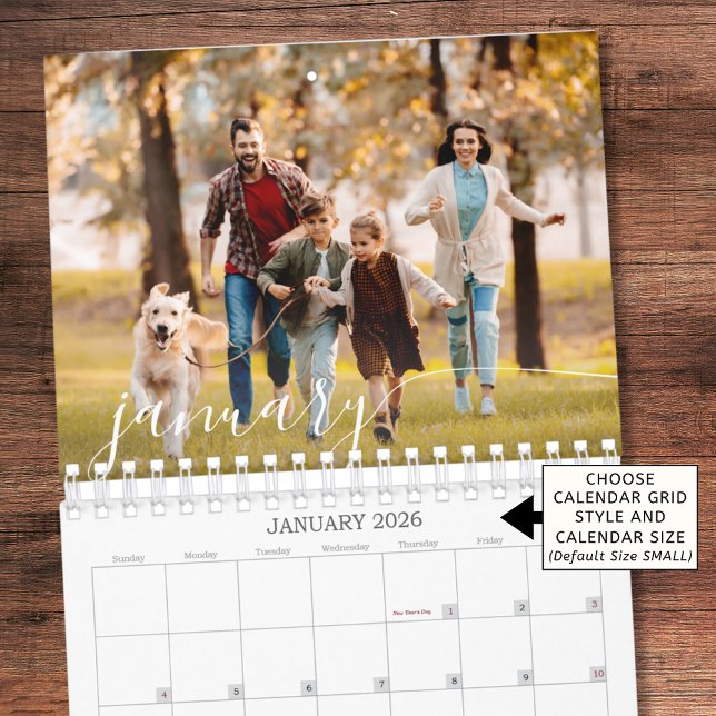 2026 Modern Custom Photo Script Family Calendar (Creator Uploaded)