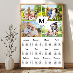 2026 Modern Family 4 Photo Collage Custom Calendar Poster
